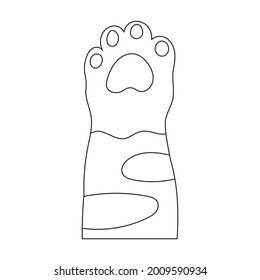 Paw cat vector outline icon. Vector illustration foot on white background. Isolated outline illustration icon of paw cat.