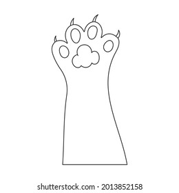 Paw cat vector outline icon. Vector illustration foot on white background. Isolated outline illustration icon of paw cat.