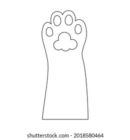 Katzenkatze, Vektorsymbol einfügen. Vektorgrafik-Fuß auf weißem Hintergrund. Einziger Umriss-Illustrationssymbol der Pfotenkatze.