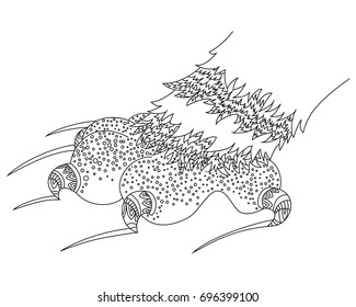 The paw of the cat Zen Tangle. Pawprint with claws vector illustration. Colouring book vector illustration.