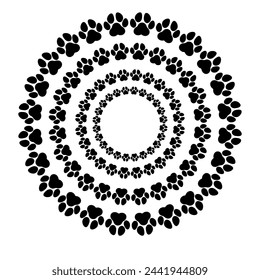 paw circular premium pattern on white background