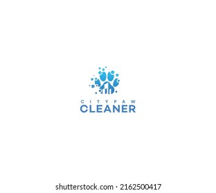 Paw cleaner Logo Design vector Template