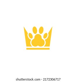 Paw crown logo design template vector illustration