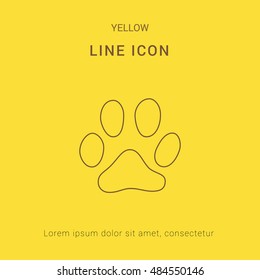 Paw Cute yellow thin line icon / logo Design