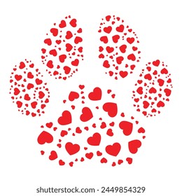 paw design filled with hearts