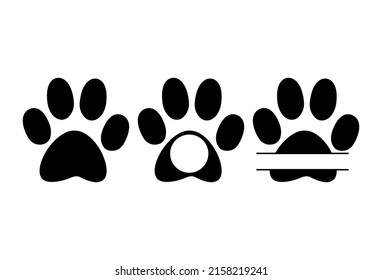 Paw dog split monogram. Silhouette template for cutting plotter. Print and sublimation