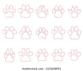 paw dog wolf hand drawn collection vector