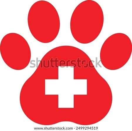 Paw first aid icon isolated on white background . Pets first aid symbol . Vector illustration