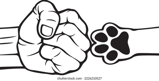 Paw Fist Bump. Vector Illustration.