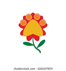Paw Flower Logo Icon Design