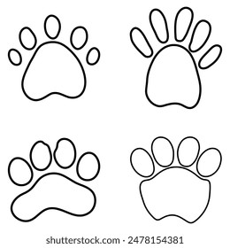 Paw foot print animal outline design set