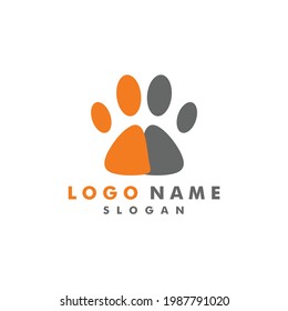 Paw Foot Print Logo Vector With Mix Of Half Colour. Icon For Animal Pet Lover And Animal Rescue. Apply For Web Site, Graphic Character, Brand Mascot, Application