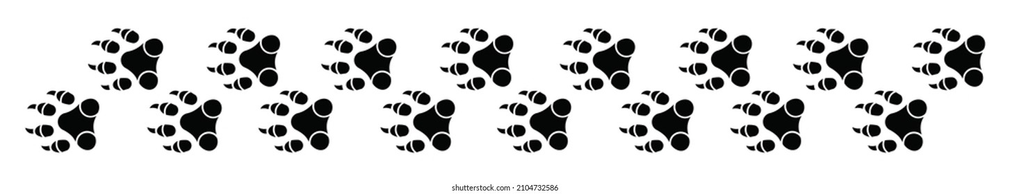  Paw foot trail print of animal ,Different animal paw stock vector icon set.