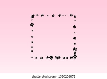 Paw foot trail print of dog and cat with square shape vector illustration.