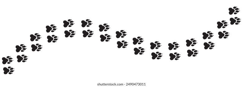 Paw footprint of dog or cat, cat paw print. cat walk foot print. puppy pet footprint with nails. silhouette animal