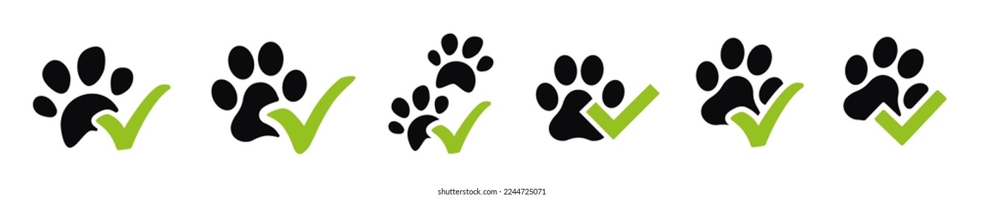 Paw footprint with a green tick approved