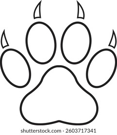 Paw footprint icon. Paw print symbol isolated on transparent background. Dog and cat paw vector sign. Wild animal footprint icon, Sketch Design, Editable stroke.
