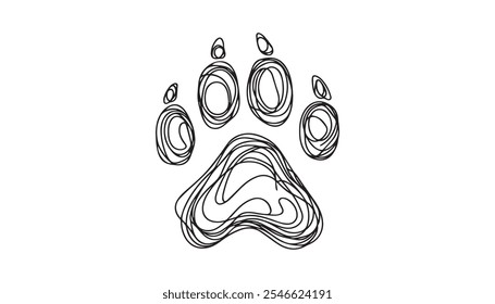Paw footprint icon set, paw print icons in different style, cute animal track