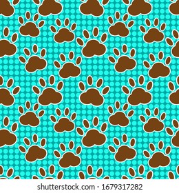 paw footprint seamless pattern vector illustration background