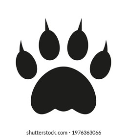 paw footprint of a tiger wild beast. flat vector illustration isolated on white background