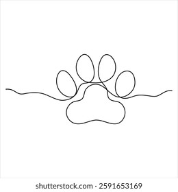 Paw footprints of dog or cat oneline continuous single line animal drawing vector illustration