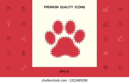 Paw - halftone logo. Graphic elements for your design