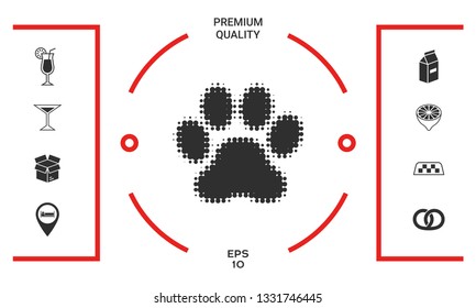 Paw - halftone logo. Graphic elements for your design