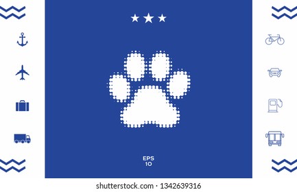 Paw - halftone logo. Graphic elements for your design