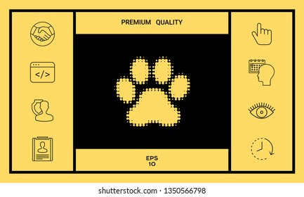 Paw - halftone logo. Graphic elements for your design