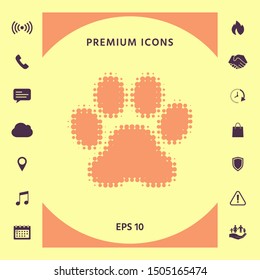 Paw - halftone logo. Graphic elements for your design