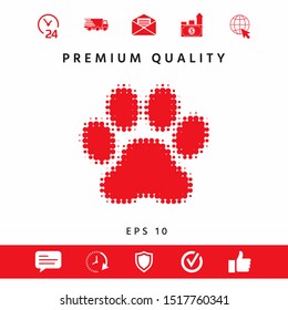 Paw - halftone logo. Graphic elements for your design