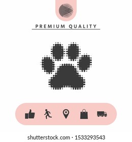 Paw - halftone logo. Graphic elements for your design