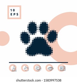 Paw - halftone logo. Graphic elements for your design