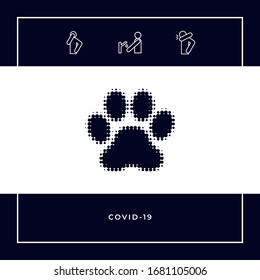 Paw - halftone logo. Graphic elements for your design