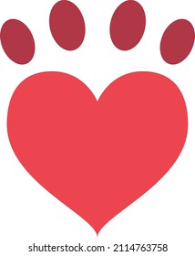 Paw Heart Filled Icon Vector