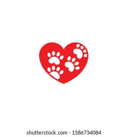 Paw And Heart Flat Icon Vector