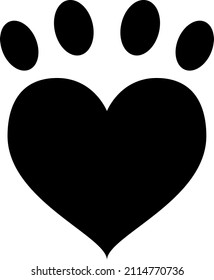 Paw Heart Glyph Symbol Vektorgrafik