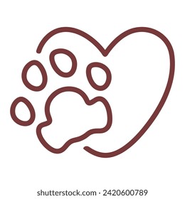 Paw and heart hand drawn vector illustration