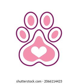 paw with heart icon isolated