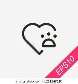 Paw with heart icon isolated on background. Love animals symbol modern, simple, vector, icon for website design, mobile app, ui. Vector Illustration