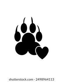 paw with heart icon, vector best flat icon.