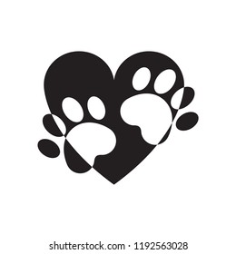 Paw and heart logo