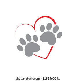 Paw and heart logo