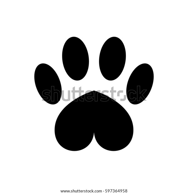 Paw Heart Shaped Black Stock Vector (Royalty Free) 597364958 | Shutterstock