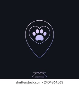 paw and heart vector icon with a gradient