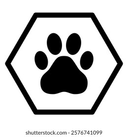 Paw and hexagon on white