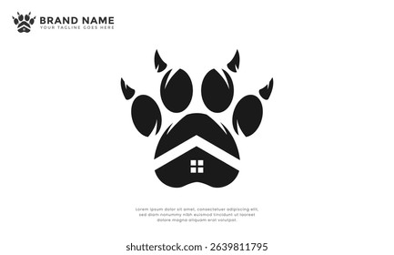 Paw home logo. Pet Shelter or Adoption Icon