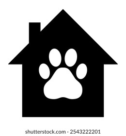 Paw and home on white