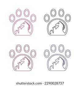 Paw horse cat and dog animal logo . Line art design 