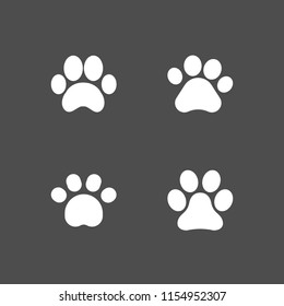 paw icon. 4 paw set with pawprint, paw print and animal paw print vector icons for web and mobile app